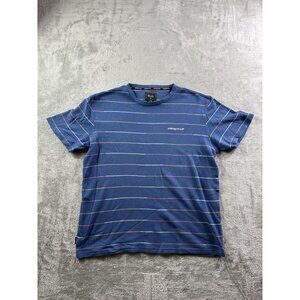 Primitive Shirt Mens Large Blue Striped Skateboarding Tee 100% Cotton Crewneck
